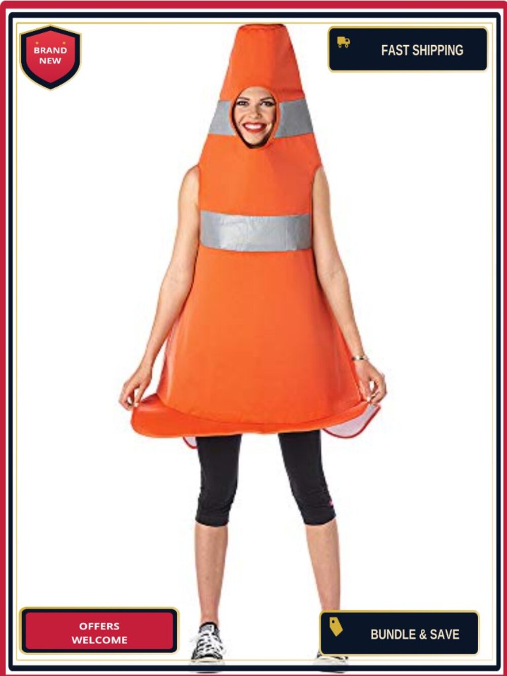 Seasons Women's Construction Cone Costume Jumpsuit 100% Polyester